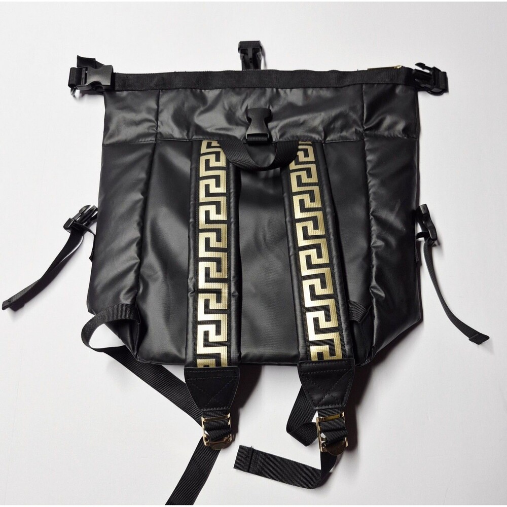 VERSACE Parfums Convertible Rider Backpack Shoulder Tote Bag Black Gold NWOT